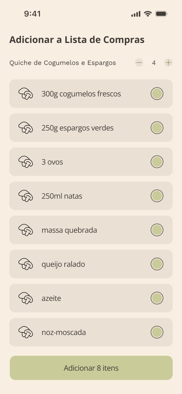 Choose which ingredients to add to the shopping list, with portions