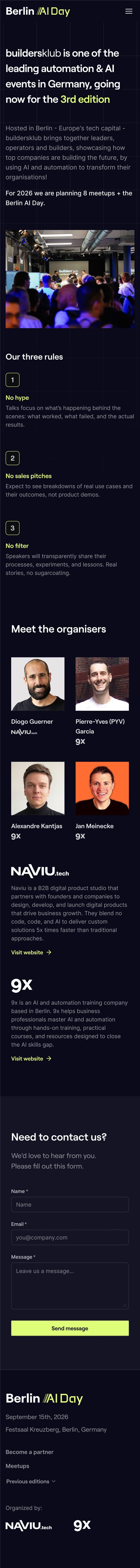 About us page on mobile