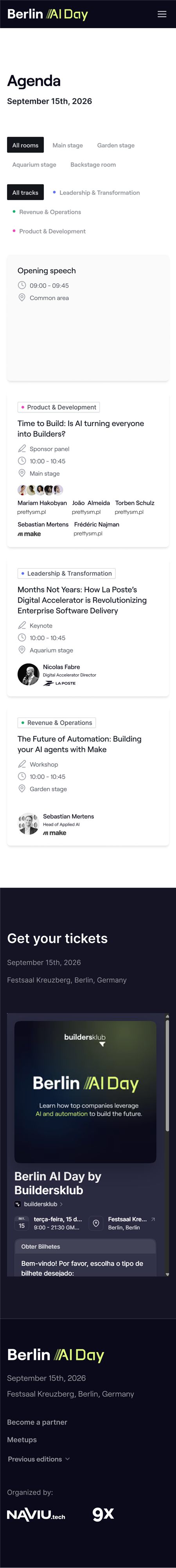 Agenda page on mobile