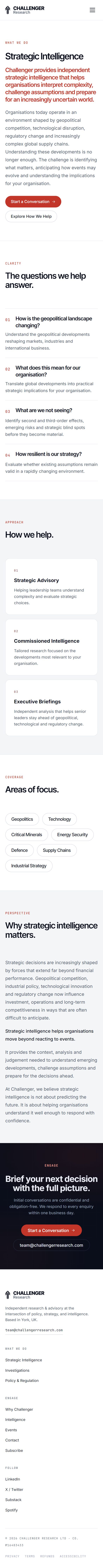 Strategic Intelligence page on mobile