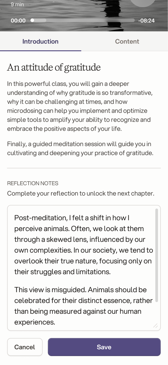 Chapter 4 reflection note filled in, with the Save button enabled