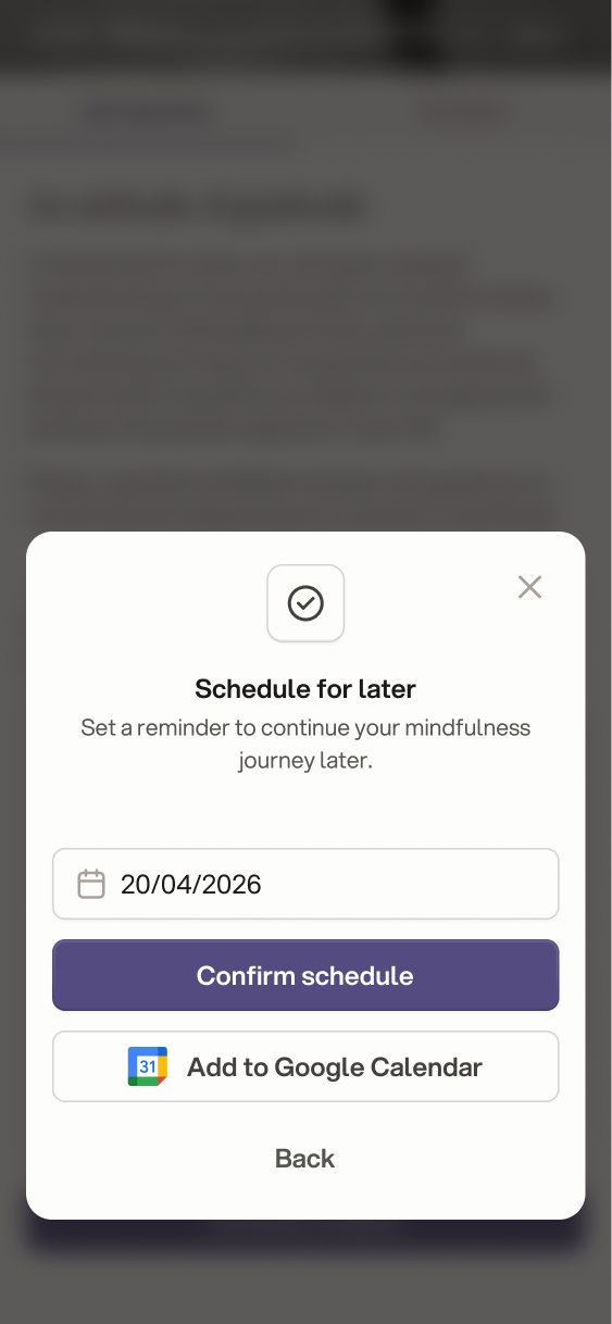 Schedule for later modal with a date chosen and the Confirm schedule button enabled