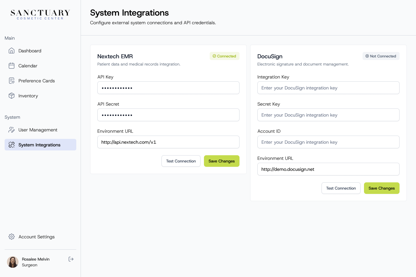 System integrations for Nextech EMR and DocuSign